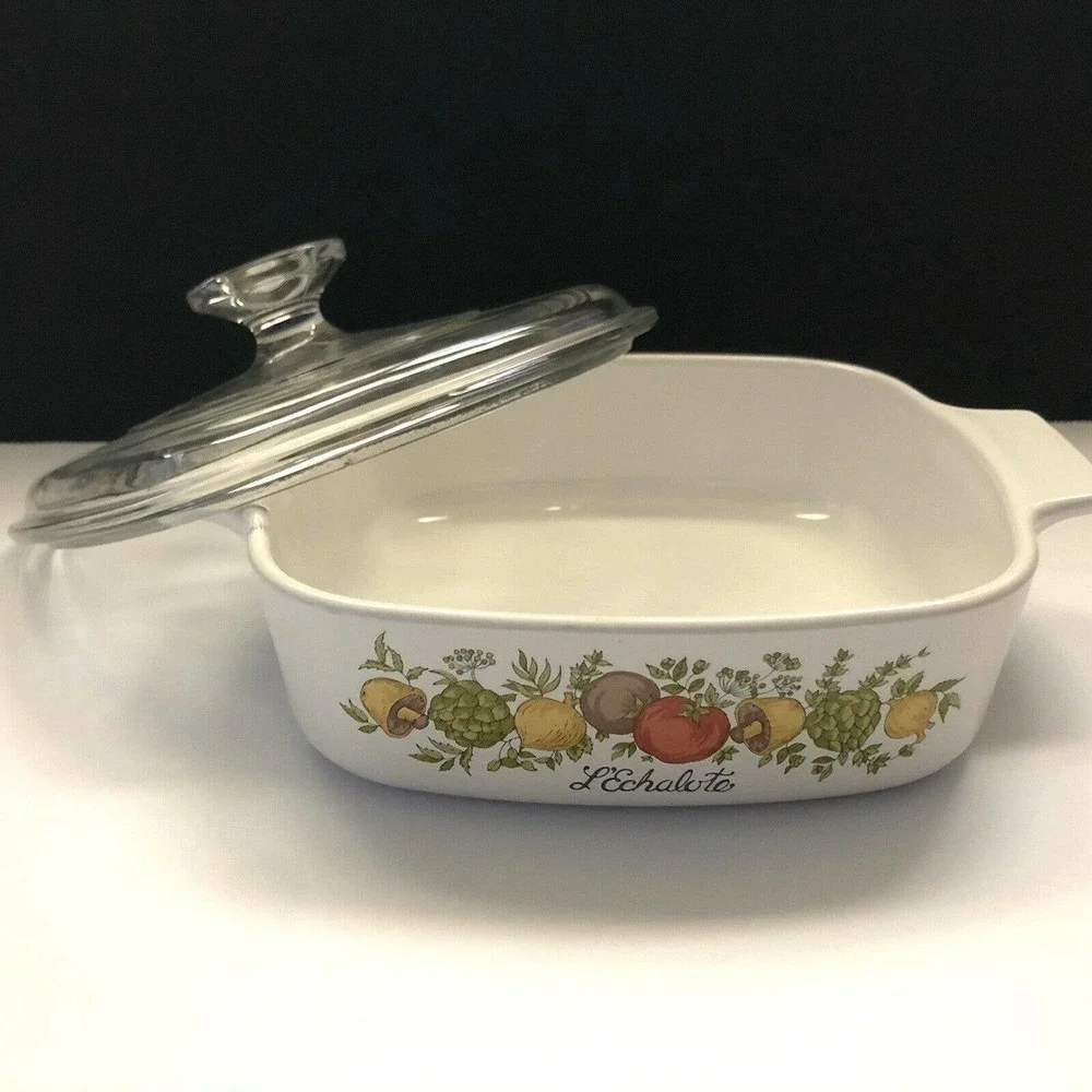 Vtg Corning Spice of life 1 Liter A-1-B L’Echalote Casserole Pyrex Glass Lid A7C
